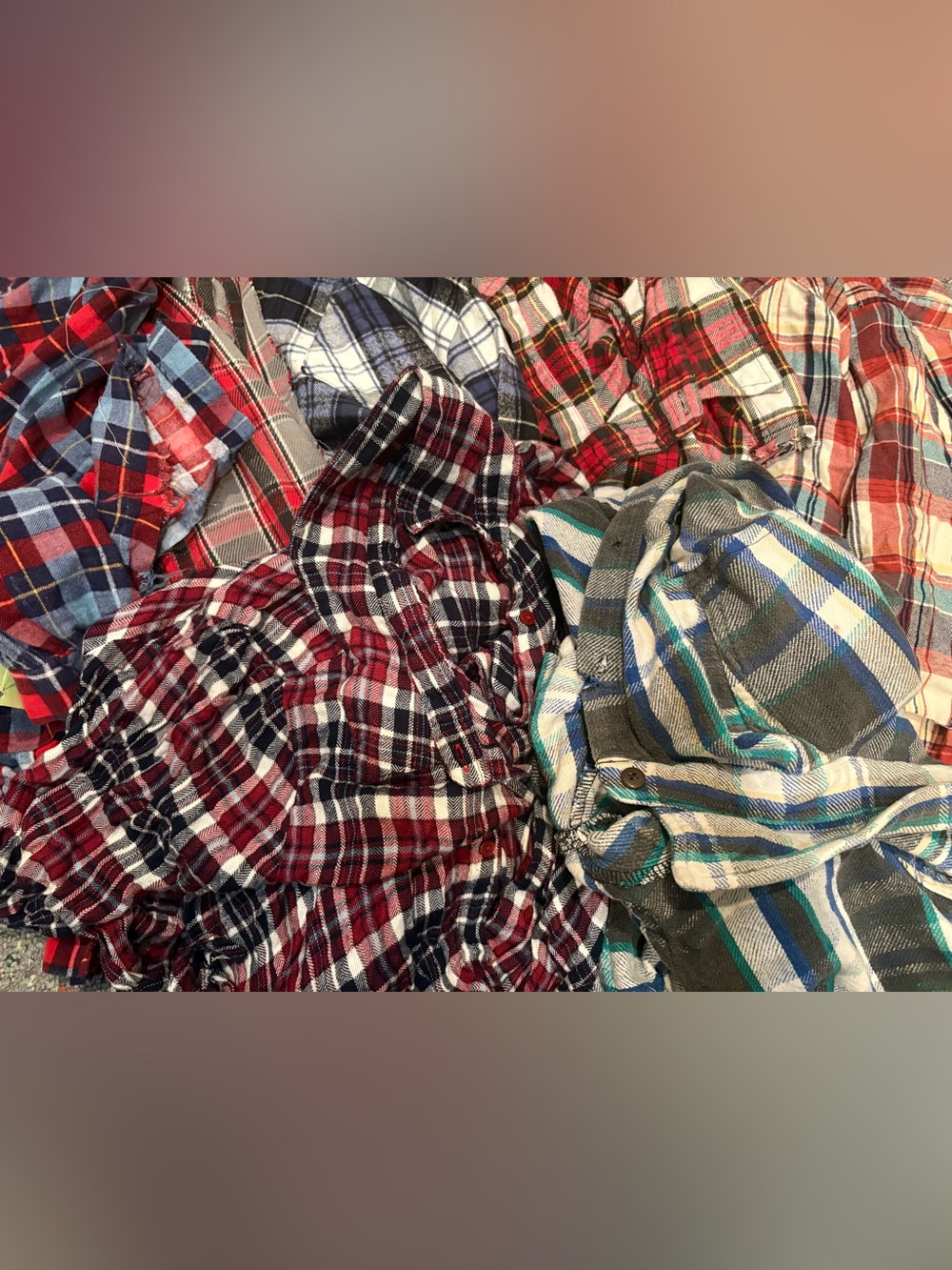 Bundle of 7 Plaid Flannel Button Down Shirts